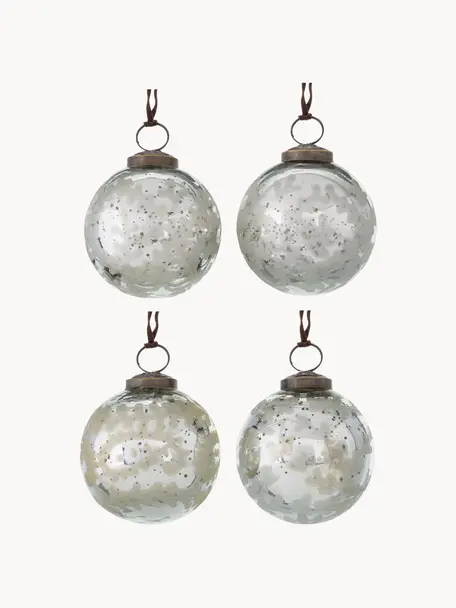 Weihnachtskugeln Astoini, 4 Stück, Silberfarben, Ø 8 cm