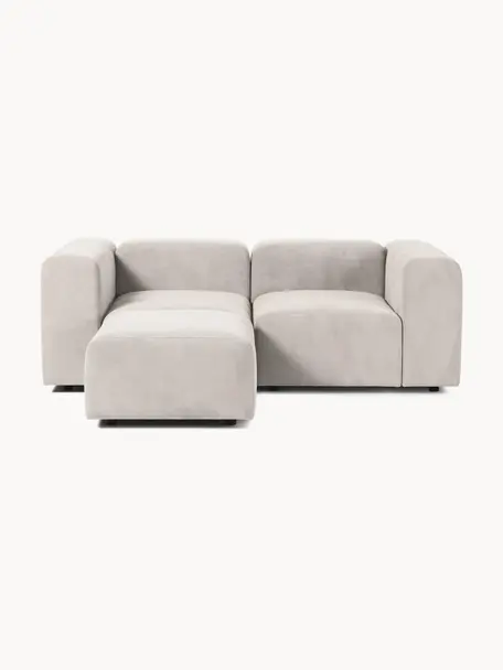 Modulares Sofa Lena (3-Sitzer) mit Hocker, Bezug: Webstoff (88% Polyester, , Gestell: Kiefernholz, Schichtholz,, Webstoff Off White, B 209 x T 181 cm