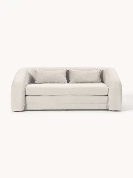 Schlafsofa Eliot (2-Sitzer), Bezug: 88 % Polyester, 12 % Nylo, Gestell: Spanplatte, Kiefernholz, , Webstoff Cremeweiss, B 180 x T 100 cm