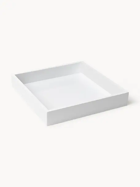 Hochglanz-Tablett Hayley, B 30 cm, Tablett: Mitteldichte Holzfaserpla, Unterseite: Samtbezug Dieses Produkt , Weiß, B 30 x T 30 cm