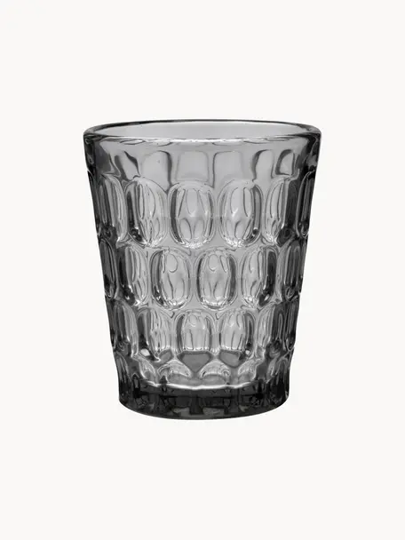 Robustní sklenice s reliéfním vzorem Optic, 6 ks, Sklo, Šedá, transparentní, Ø 9 cm, V 11 cm, 250 ml