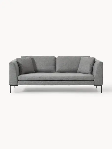 Sofa Emma (3-Sitzer) mit Metall-Füssen, Bezug: Polyester 100.000 Scheuer, Gestell: Massives Kiefernholz, Bir, Webstoff Dunkelgrau, B 227 x T 100 cm