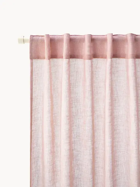 Cortinas semitransparente con dobladillo Gardine Ibiza, 2 uds., 100% poliéster, Rosa oscuro, An 135 x L 260 cm