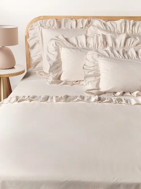 Sábana encimera de algodón Louane, Beige claro, Cama 150/160 cm (240 x 280 cm)