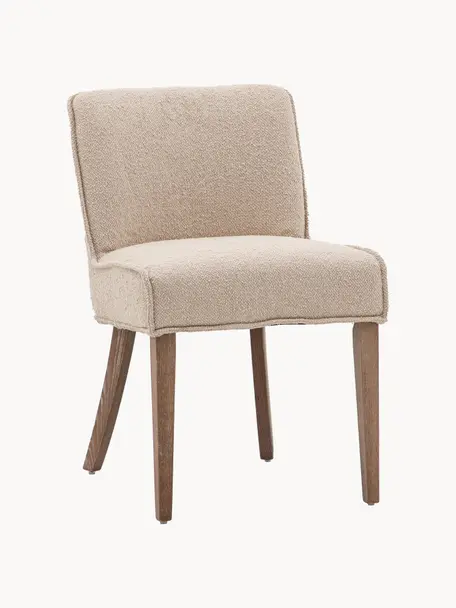 Krzesło tapicerowane Tarnby, 2 szt., Tapicerka: 100% poliester, Nogi: drewno dębowe, Jasnobeżowa tkanina, drewno dębowe, S 49 x G 59 cm