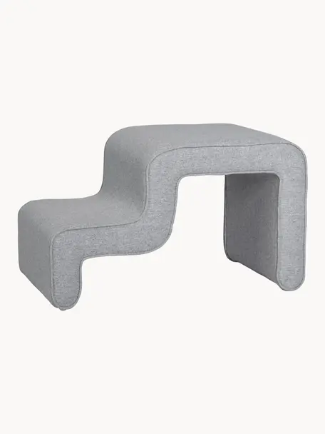 Polsterhocker Wave, Bezug: 100 % Polyester, Webstoff Grau, B 72 x H 42 cm