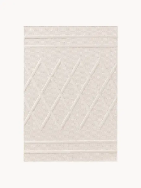 Tappeto fatto a mano da interno-esterno con effetto alto-basso Bonte, 100% polipropilene, Bianco crema, Larg. 120 x Lung. 170 cm (taglia S)