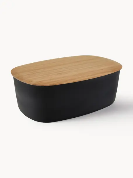 Panera con tapadera de bambú Box-It, Negro, madera de bambú, An 35 x Al 12 cm