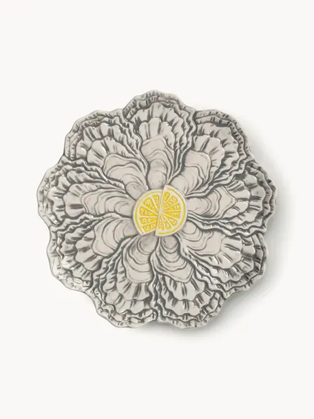 Ontbijtbord Oyster van dolomiet, Dolomiet, geglazuurd, Geel, grijs, gebroken wit, Ø 23 cm