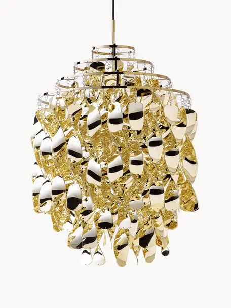 Lámpara de techo de diseño Spiral, Pantalla: metal recubierto, Cable: cubierto en tela, Dorado, Ø 45 x Al 60 cm