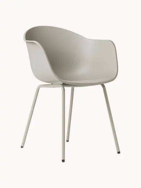 Gartenstuhl Claire, Sitzschale: 65% Kunststoff, 35% Fiber, Beine: Metall, pulverbeschichtet, Grau, B 60 x T 54 cm