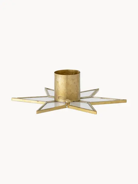 Kerzenhalter Stara, Glas, Metall, beschichtet, Goldfarben, Ø 12 x H 4 cm