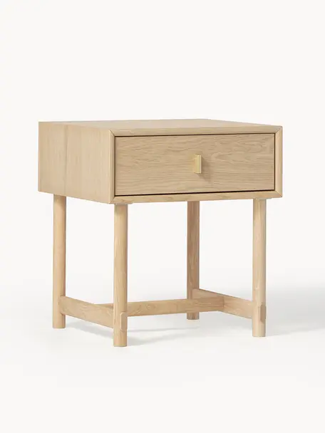 Nočný stolík z dubového dreva so zásuvkou Diana, Svetlé drevo, Š 50 x V 55 cm