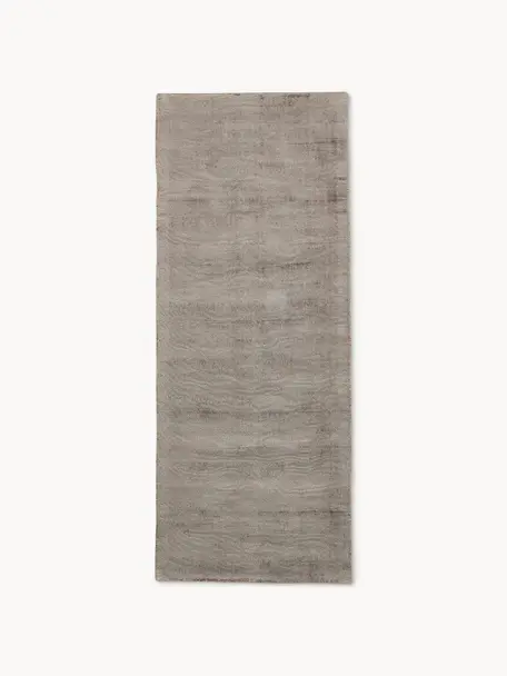 Passatoia in viscosa fatta a mano Jane, 100 % viscosa, Taupe, Larg. 80 x Lung. 200 cm