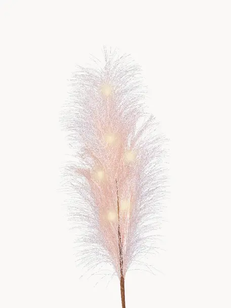 Pieza luminosa LED de plumas Fluffy, a pilas con temporizador, Poliéster, Rosa claro, An 5 x Al 70 cm