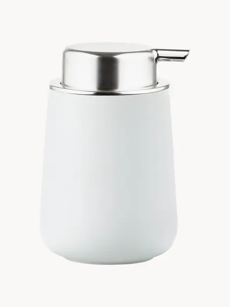 Dispenser sapone in porcellana Nova One, Contenitore: porcellana, Bianco, argentato, Ø 8 x Alt. 12 cm