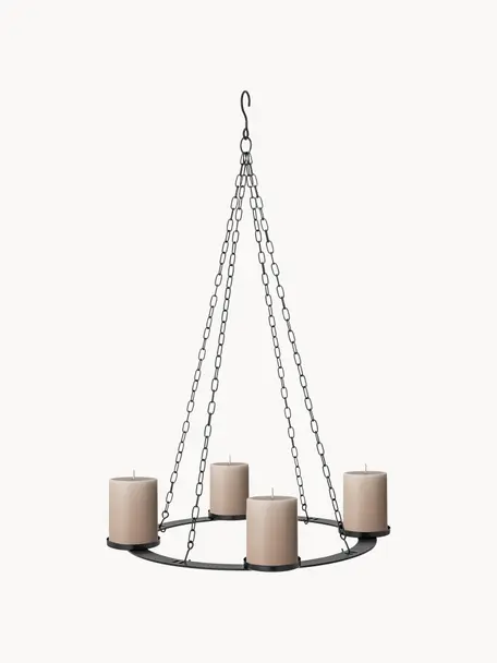 Hängender Advent-Kerzenhalter Jutta, Metall, Schwarz, Ø 40 x H 71 cm