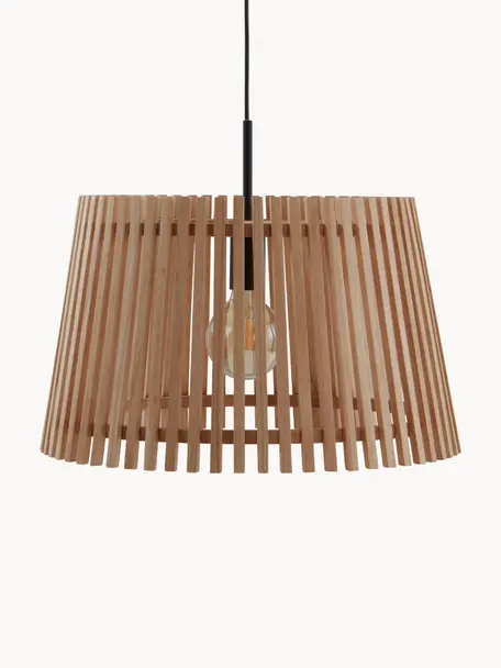 Lampa wisząca z drewna kauczukowego Balder, Jasny brązowy, Ø 50 x W 30 cm