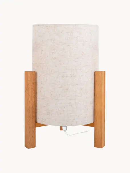 Lampa stołowa Matilda, Stelaż: drewno naturalne, Kremowobiały, jasne drewno naturalne, Ø 22 x 32 cm