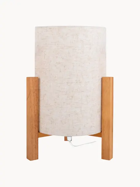 Petite lampe à poser Matilda, Blanc crème, bois clair, Ø 22 x haut. 32 cm