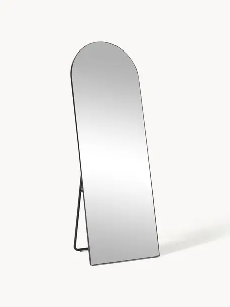 Specchio a figura intera Freddy, Cornice: metallo, Retro: pannello di fibra a media, Nero opaco, Larg. 60 x Alt. 167 cm