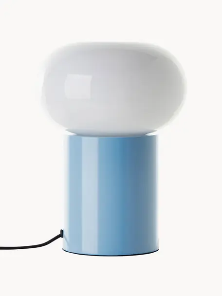 Malá stolní lampa Deany, Světle modrá, bílá, Ø 20 cm, V 27 cm