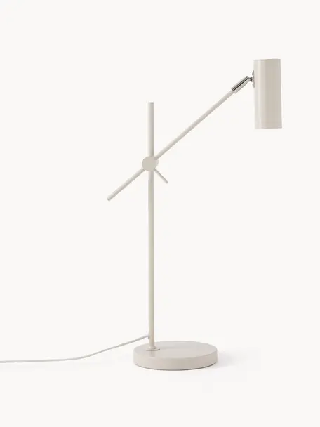 Lámpara de escritorio Cassandra, Pantalla: metal con pintura en polv, Cable: tela, Beige, F 47 x Al 55 cm