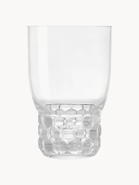 Wassergläser Jellies mit Strukturmuster, 4 Stück, Kunststoff, Transparent, Ø 9 x H 13 cm, 460 ml