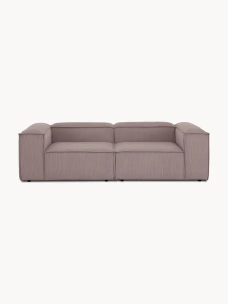 Modulares Sofa Lennon (3-Sitzer) aus Cord, Bezug: Cord (92 % Polyester, 8 %, Gestell: Massives Kiefernholz, Spe, Füße: Kunststoff Dieses Produkt, Cord Taupe, B 238 x T 119 cm