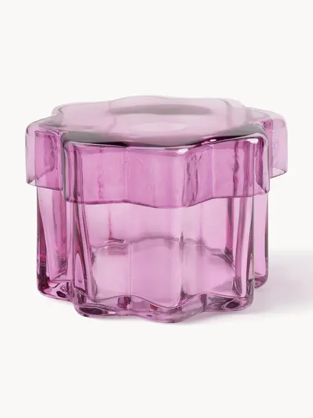 Boîte de rangement en verre faite main Astral, Verre, Rose, Ø 16 x haut. 14 cm