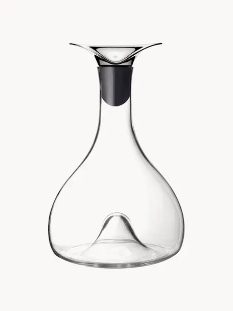 Decantador de cristal Wine, 1,3 L, Botella: vidrio, Acero inoxidable, transparente, 1,3 L