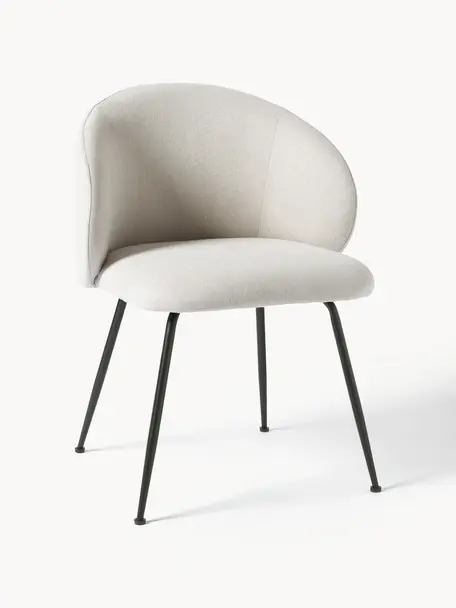Čalúnená stolička Luisa, 2 ks, Krémovobiela, čierna, Š 59 x H 58 cm