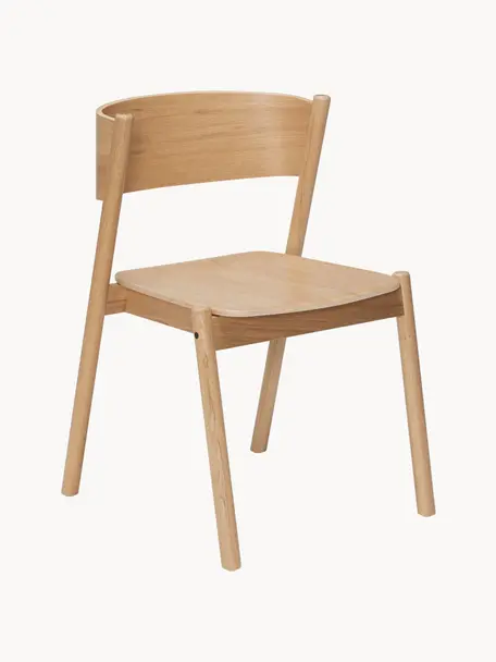 Houten stoel Oblique, Frame: beukenhout eikenhout, Licht eikenhout, B 55 x D 51 cm