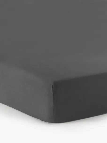 Prześcieradło z flaneli z gumką na topper Biba, Antracytowy, S 200 x D 200 cm, W 15 cm