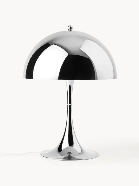 Lámpara de mesa Panthella, Al 44 cm, Pantalla: acero, Estructura: aluminio recubierto, Cable: plástico, Acero plateado, Ø 32 x Al 44 cm