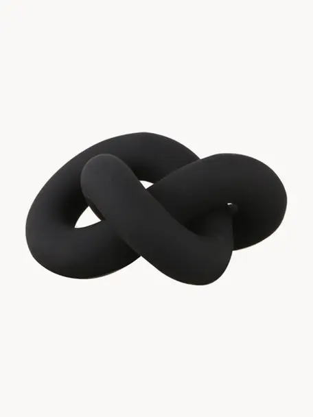 Handbeschilderd decoratief object Knot, Keramiek, Mat zwart, B 12 x H 6 cm