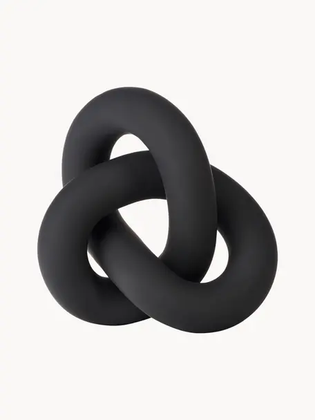 Ručne maľovaná dekorácia Knot, V 6 cm, Keramika, Matná čierna, Š 12 x V 6 cm