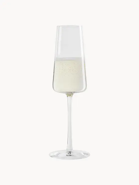 Kristallen champagneglazen Power in kegelvorm, 6 stuks, Kristalglas, Transparant, Ø 7 x H 23 cm, 240 ml