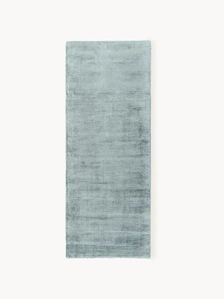 Passatoia in viscosa tessuta a mano Jane, Retro: 100% cotone Il materiale , Blu ghiaccio, Larg. 80 x Lung. 250 cm