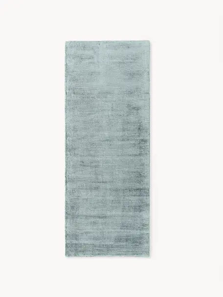 Tapis de couloir en viscose tissé main Jane, Gris-bleu, larg. 80 x long. 200 cm