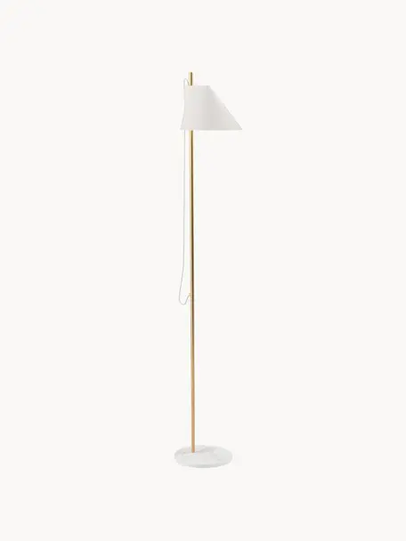 Grande liseuse LED à intensité variable avec fonction minuterie Yuh, Blanc, marbré, laiton, larg. 45 x haut. 74 cm