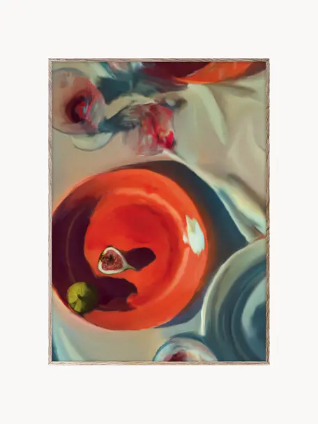 Póster Fine Dining, Papel Hahnemühle mate de 210 g, impresión digital a 10 colores resistentes a los rayos UV, Rojo coral, greige, An 30 x Al 40 cm