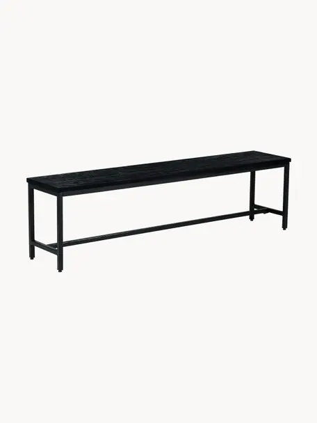 Banco de madera de mango Raw, Asiento: madera de mango maciza ce, Estructura: metal con pintura en polv, Negro, An 170 x Al 47 cm