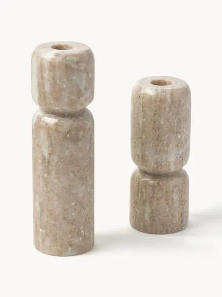 Kerzenhalter Como aus Marmor, 2er-Set, Marmor

Da Marmor ein Naturprodukt ist, können Abweichungen in Farbe und Marmorierung auftreten., Beige, marmoriert, Set mit verschiedenen Grössen