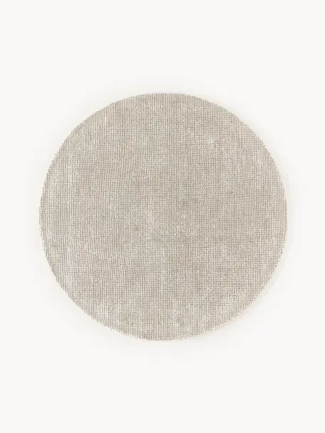 Handgeweven rond laagpolig vloerkleed Mansa, 56% wol, RWS-gecertificeerd, 44% viscose, Beige, crèmewit, Ø 150 cm (maat M)