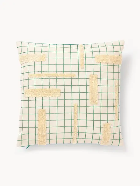 Poszewka na poduszkę Wade, 100% bawełna, Odcienie kremowego, zielony, S 40 x D 40 cm