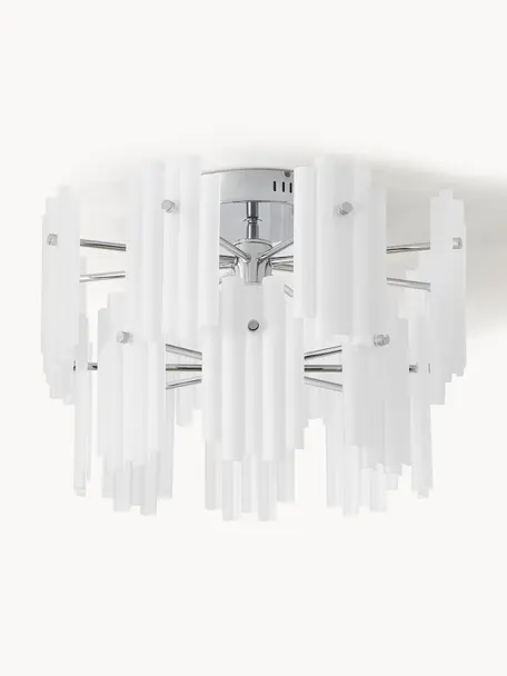 Grand plafonnier LED Alenia, Blanc, gris chrome, Ø 57 x haut. 34 cm