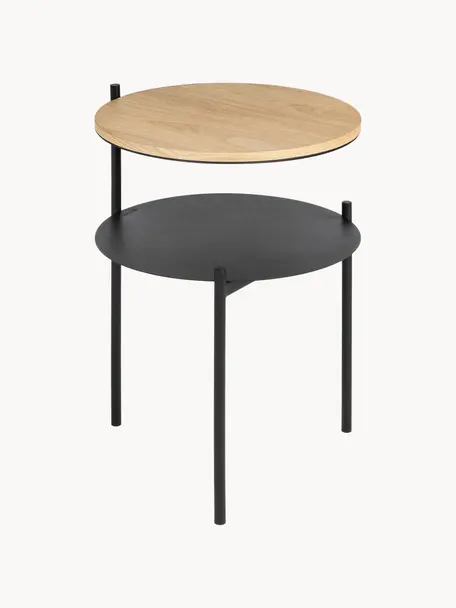 Table de chevet en bois Tu, Noir, bois clair, Ø 40 x haut. 52 cm