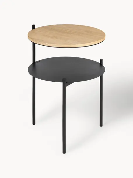 Table de chevet en bois Tu, Noir, bois clair, Ø 40 x haut. 52 cm