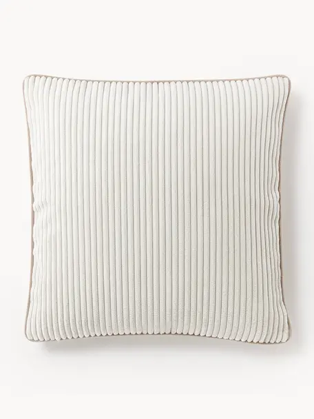 Housse de coussin en velours côtelé Kylen, Velours côtelé (90 % polyester, 10 % nylon)
 
Le matériau est certifié STANDARD 100 OEKO-TEX®, 21.HCN.84376, Blanc cassé, beige clair, larg. 50 x long. 50 cm